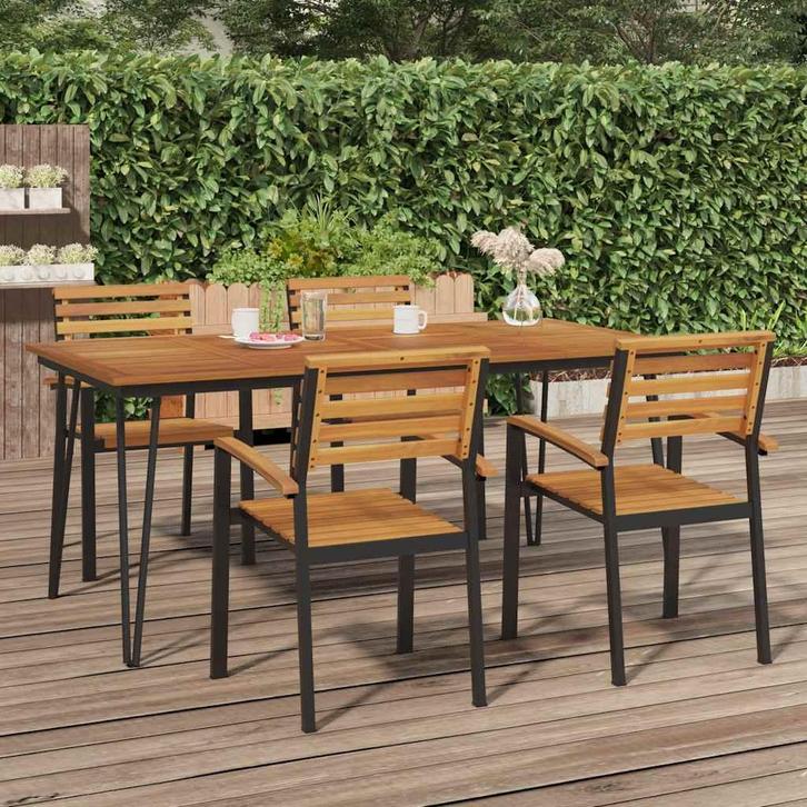 vidaXL Tuintafel met haarspeldpoten 180x90x75 cm massief, Tuin en Terras, Tuintafels, Nieuw, Verzenden