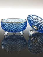 Secoloventesimo - Koekjesdoos - Bubbel - Bladgoud - Blauwe, Antiquités & Art, Antiquités | Verre & Cristal