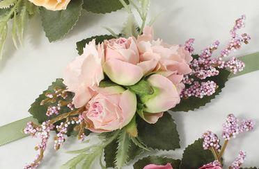 Luxe polscorsage, corsage van zijderoos lichterroze groen, Huis en Inrichting, Woonaccessoires | Kunstplanten en Kunstbloemen