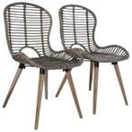 vidaXL Chaises à manger lot de 2 marron rotin naturel, Verzenden, Neuf