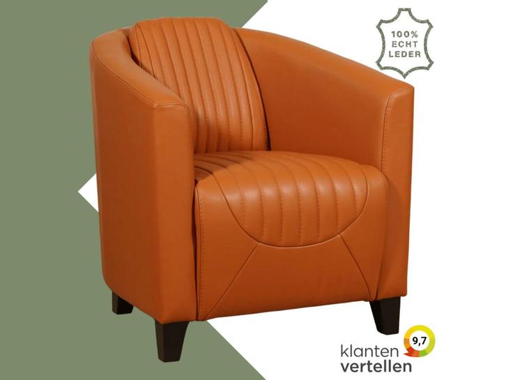Leren fauteuil Press Special - Massif Amaretto (cognac) -, Huis en Inrichting, Fauteuils, 50 tot 75 cm, 75 tot 100 cm, Nieuw, Leer