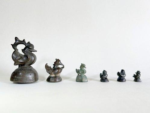 Six poids dopium en bronze antique birman – Myanmar #2145 -, Antiek en Kunst, Kunst | Niet-Westerse kunst