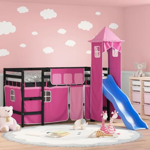 vidaXL Lit mezzanine enfants avec tour rose 80x200cm, Maison & Meubles, Chambre à coucher | Lits, Neuf, Envoi