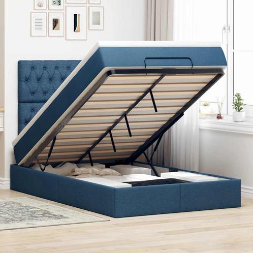 vidaXL Ottoman bed met matras 120x200cm stof blauw, Huis en Inrichting, Slaapkamer | Bedden, Nieuw, Verzenden
