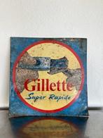 Gillette - Super rapide - Reclamebord - metaal, Antiquités & Art, Antiquités | Assiettes décoratives & Carrelages