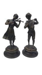 Fonderia Lancini - Statuette, Koppel - Dwarsfluit en viool -