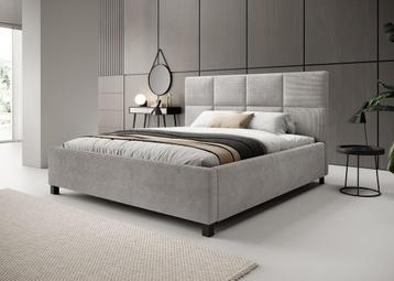 Meubella tweepersoonsbed Soline 180x200 grijs ribstof, Verzenden