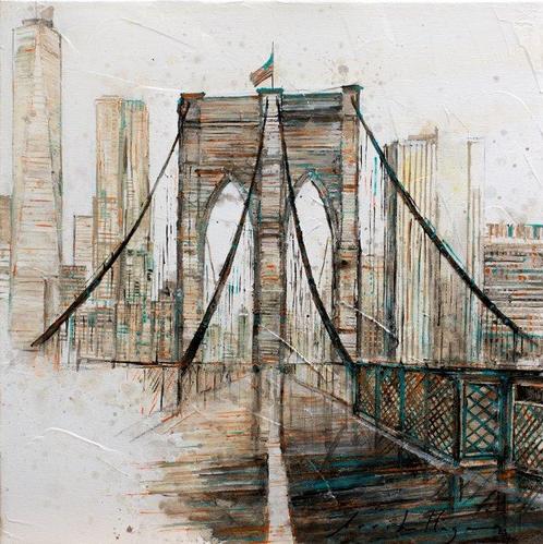 Fernando Arribillaga (1984) - Puente de Brooklyn, New York, Antiquités & Art, Art | Peinture | Moderne