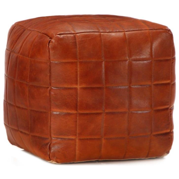 vidaXL Poef 40x40x40 cm echt geitenleer tan, Huis en Inrichting, Zetels | Voetbanken en poefs, Nieuw, Verzenden