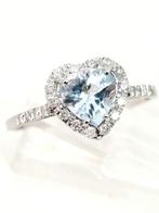 Ring - 18 karaat Witgoud Aquamarijn - Diamant, Handtassen en Accessoires, Nieuw