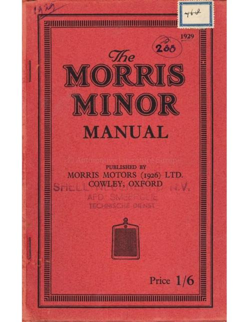 1929 MORRIS MINOR INSTRUCTIEBOEKJE ENGELS, Autos : Divers, Modes d'emploi & Notices d'utilisation, Enlèvement ou Envoi