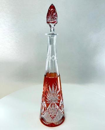 Val Saint Lambert - Antieke VSL karaf in rood geslepen, Antiek en Kunst, Antiek | Glaswerk en Kristal