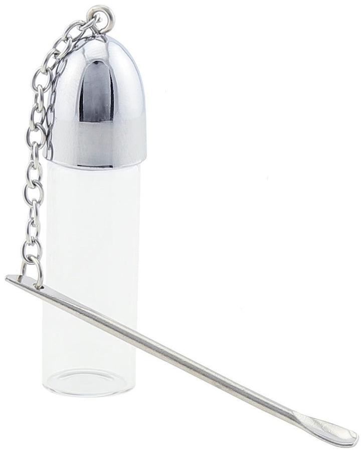 Spoon on Vial White Glass     Large, Verzamelen, Rookartikelen, Aanstekers en Luciferdoosjes, Nieuw, Verzenden