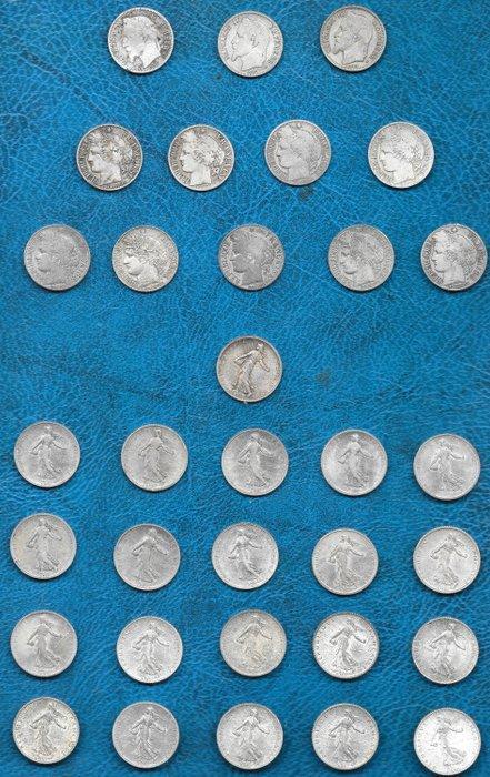 France. 1 Franc 1866/1920 (lote de 33 monedas de plata), Postzegels en Munten, Munten | Europa | Niet-Euromunten