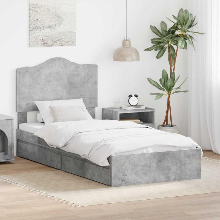 vidaXL Opbergbed met hoofdeinde Beton Grijs 75 x 190 cm, Maison & Meubles, Chambre à coucher | Lits, Envoi