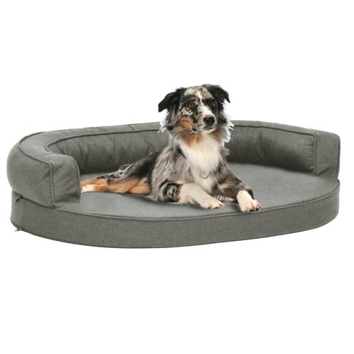 vidaXL Hondenbed ergonomisch linnen-look 75x53 cm grijs, Dieren en Toebehoren, Honden-accessoires, Nieuw, Verzenden
