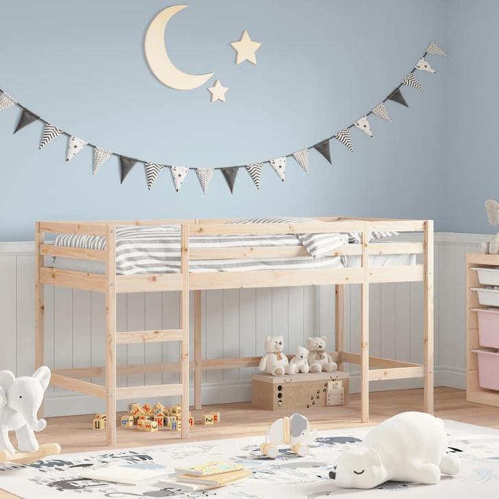 vidaXL Kinderhoogslaper met ladder 90x190 cm massief, Huis en Inrichting, Slaapkamer | Bedden, Nieuw, Verzenden