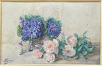 Andrée Ponsard (XIX-XX) - Nature morte aux roses et, Antiek en Kunst, Kunst | Schilderijen | Klassiek