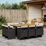 vidaXL 11-delige Tuinset met kussens poly rattan zwart, Tuin en Terras, Verzenden, Nieuw, Tuinset