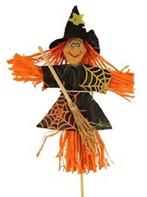 Bijsteker Halloween Heks met bezem 15x10 cm, Nieuw