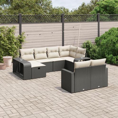vidaXL 10-delige Loungeset met kussens poly rattan zwart, Tuin en Terras, Tuinsets en Loungesets, Loungeset, Nieuw, Verzenden