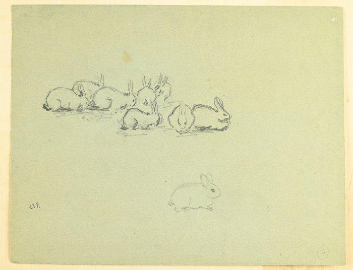 Camille Pissaro (1830-1903) - Etude de lapins, Etude de, Antiek en Kunst, Kunst | Schilderijen | Klassiek