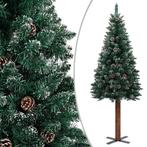 vidaXL Kerstboom met echt hout en sneeuw smal 150 cm groen, Diversen, Kerst, Verzenden, Nieuw
