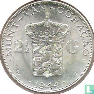 Curaçao 2½ gulden 1944, Postzegels en Munten, Munten | Amerika, Losse munt, Goud, Zilver, Verzenden