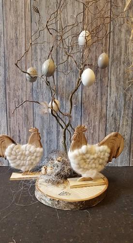 Houten Kip Hen Wol Pashm Staand 20x5x19 cm, Hobby en Vrije tijd, Knutselen, Nieuw