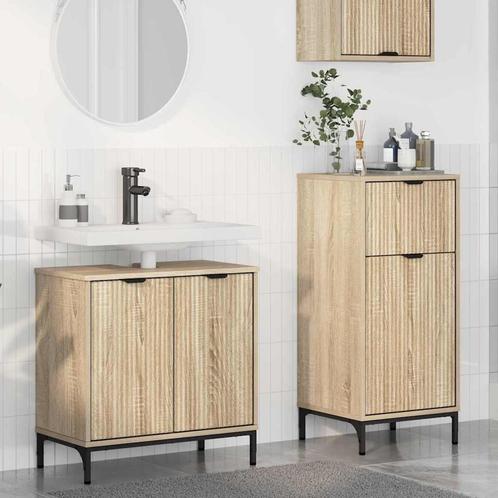 vidaXL Badkamermeubel Set Geruit 2 pcs Sonoma eiken 39,5 x, Huis en Inrichting, Badkamer | Badkamermeubels, Nieuw, Verzenden