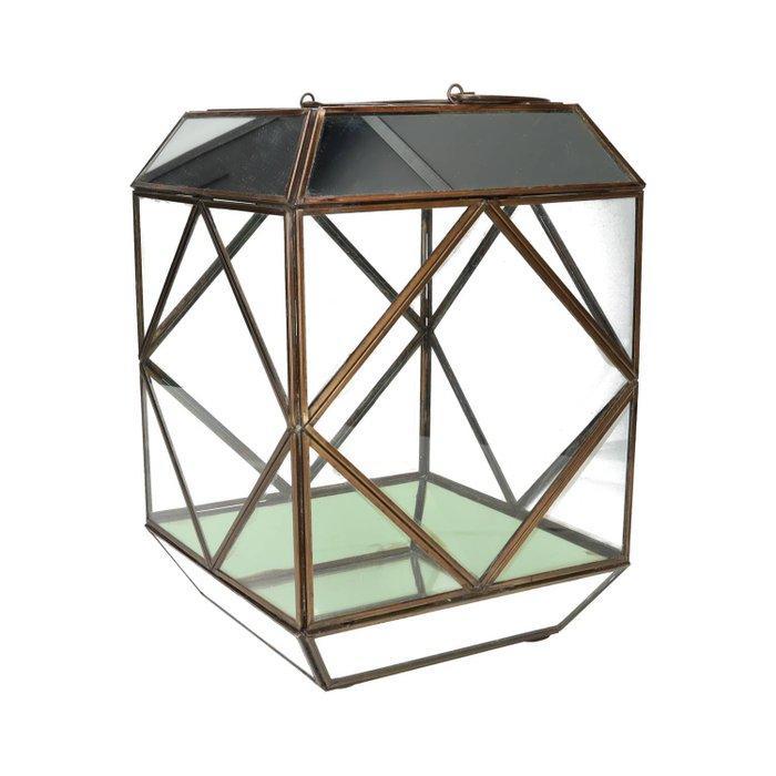 Lantaarn - Glas, Metaal - Lantaarn met spiegelglas, Antiek en Kunst, Kunst | Designobjecten