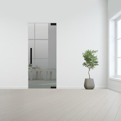 Glazen binnendeur zonder kozijn zwart beslag-Rechtsdraaiend-, Doe-het-zelf en Bouw, Glas en Ramen, Nieuw, Verzenden