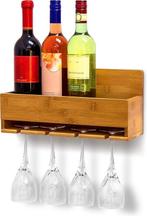 2dekans | SoBuy - Wandgemonteerd wijnrek met glazenhouder -, Huis en Inrichting, Woonaccessoires | Wijnrekken, Ophalen of Verzenden