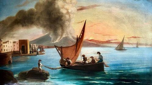School of Posillipo (XIX) - Fisherman in the Bay of Naples, Antiek en Kunst, Kunst | Schilderijen | Klassiek