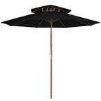 vidaXL Parasol dubbeldekker met houten paal 270 cm zwart, Verzenden