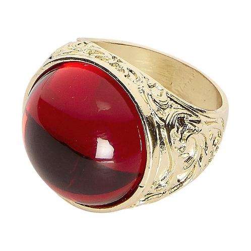 Gouden Ring Met Rode Steen, Hobby en Vrije tijd, Feestartikelen, Nieuw, Verzenden