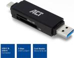ACT USB 3.2 Card Reader SD/Micro SD USB-C Or USB-A Black, Ophalen of Verzenden, Nieuw, Overige Merken