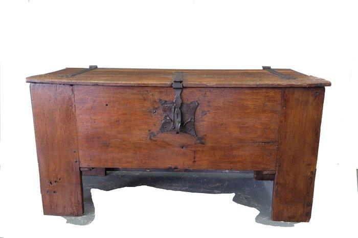 Gotische Stollenthruhe - Kist - Eik, Antiek en Kunst, Antiek | Overige Antiek