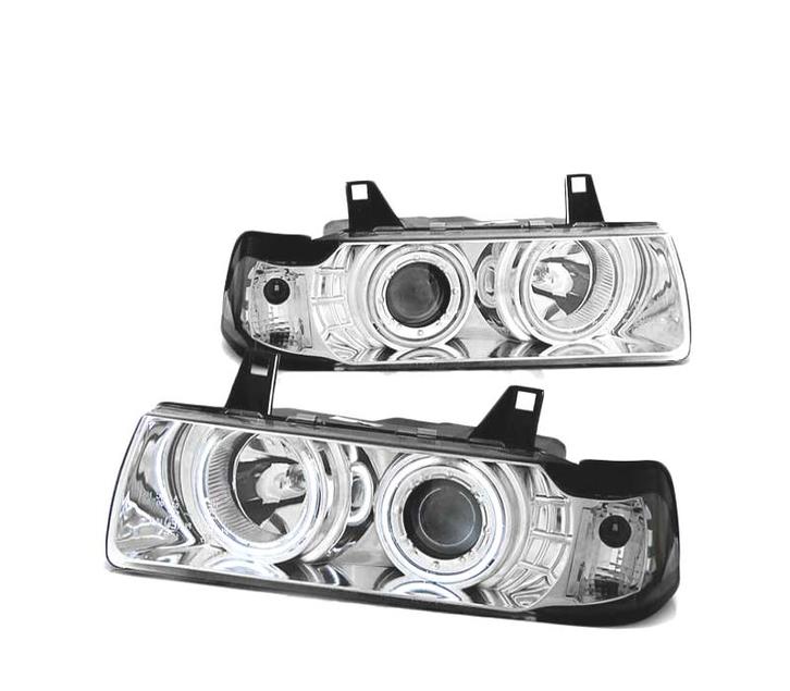 Phares Pour Bmw E36 Coupé Cabrio 90-99 Angel Eyes Chromé, Auto-onderdelen, Verlichting, Verzenden