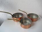 Pan (3) - 3 Zware professionele koperen pannen vertint -, Antiek en Kunst