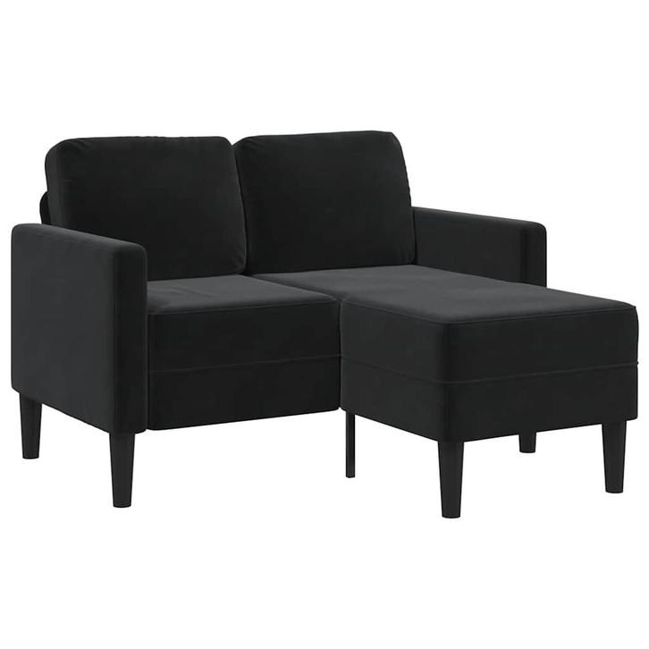 vidaXL Tweezitsbank met chaise longue L-vormig zwart 125 cm, Huis en Inrichting, Zetels | Zetels, Nieuw, Verzenden