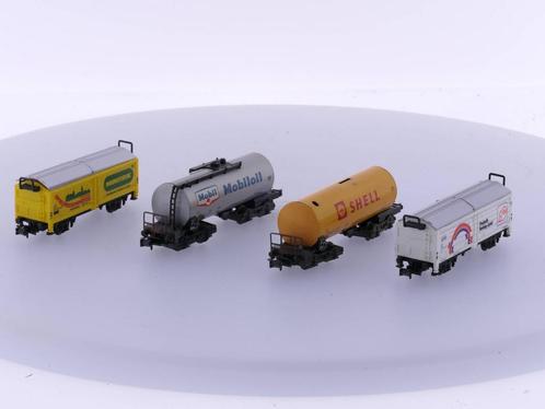 Schaal N Minitrix 3496 Ketelwagen Shell, Minitrix 3261K..., Hobby en Vrije tijd, Modeltreinen | N-Spoor, Overige typen, Gebruikt