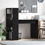 vidaXL Bureau met plank Zwart eiken 113 x 54 x 120 cm, Verzenden, Nieuw