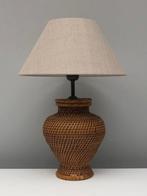 Tafellamp - Rattan, Textiel - Luxe Gevlochten Tafellamp