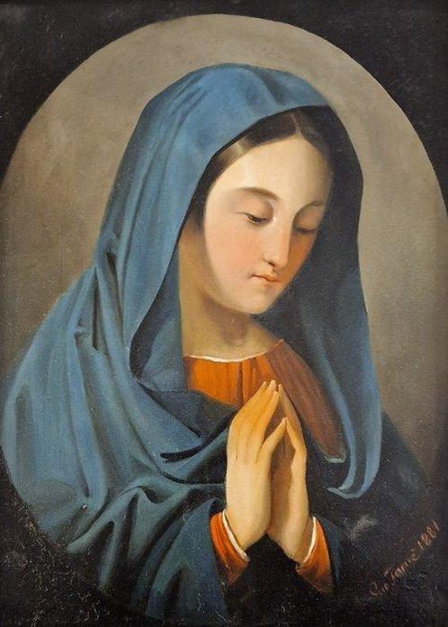 Europese school (XIX) - Madonna in Preghiera, Antiek en Kunst, Kunst | Schilderijen | Klassiek