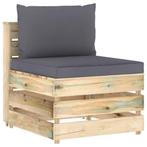 vidaXL Middenbank sectioneel met kussens groen geïmpregneerd, Tuin en Terras, Tuinsets en Loungesets, Verzenden, Nieuw
