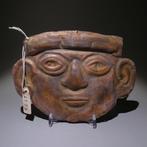 Moche Koper Mask. 14 cm L. Fijn. Spaans exportvergunning.