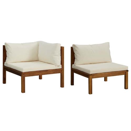 Massief Acacia Bankstel : Retour Deal voor Buiten! Cremewit, Tuin en Terras, Tuinsets en Loungesets, Bank, Nieuw, Hout, Loungeset