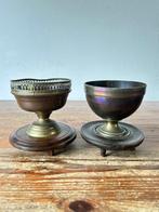 Schaal (2) - Koper, Hout - Pijpkomfoor, Antiek en Kunst