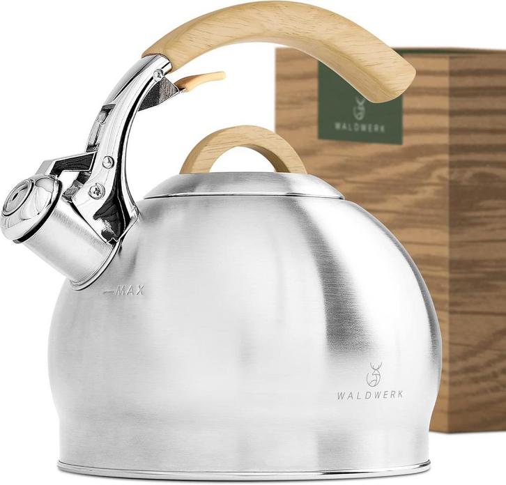 Fluitketel - Voor op gas of inductie - 2,2L - RVS - WALDWERK, Elektronische apparatuur, Waterkokers, Nieuw, Verzenden